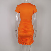 Radiant Grace: Short Sleeve Lace Dress in Vibrant Fluorescent - Elegant & Modest
