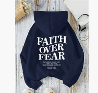Faith Over Fear Christian Hoodie – Trendy Bible Verse Unisex Aesthetic Sweatshirt