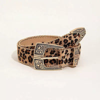 Leopard Print Women's Waist Belt – Boho Western Statement Belt with Alloy Buckle