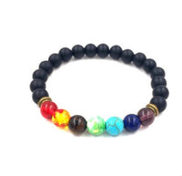 8mm Volcanic Stone Chakra Bracelet – Rainbow Agate Healing Jewelry for Energy Balance & Spiritual Wellness