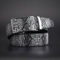 Automatic Buckle Snake Print Leather Belt for Men - Genuine Leather Waist Belt