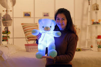 Glowing LED Teddy Bear Plush Toy - Colorful Light Up Christmas Gift for Kids & Pillow - 7+ Light Modes