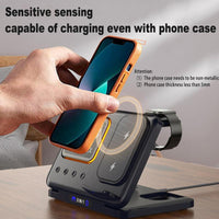 5-in-1 Wireless Charging Dock with LED Alarm Clock – 15W Multi-Device Charging Station