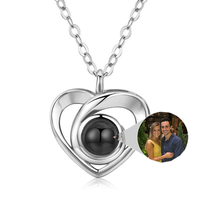 Eternal Love Keepsake: S925 Sterling Silver Heart Photo Projection Necklace - Perfect Romantic Gift for Her