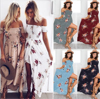 Boho Off-Shoulder Maxi Beach Dress - Flowing Summer Style for Women