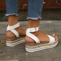 Eco-Chic Hemp Wedge Sandals – Peep Toe Platform Shoes in White, Black & Apricot