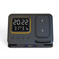 5-in-1 Wireless Charging Dock with LED Alarm Clock – 15W Multi-Device Charging Station