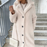 Heavenly Warmth Women’s Plush Lapel Longline Jacket – Cozy Minimalist Winter Coat (S–5XL)