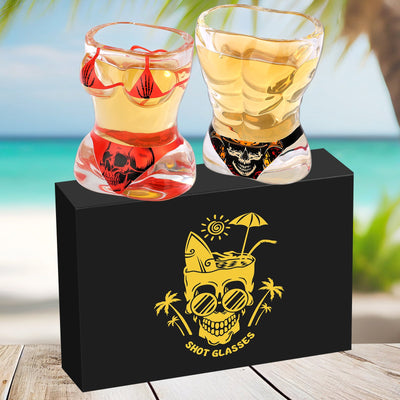 Skull Wine Glasses Set - Bold Gothic Barware Gift for Any Occasion