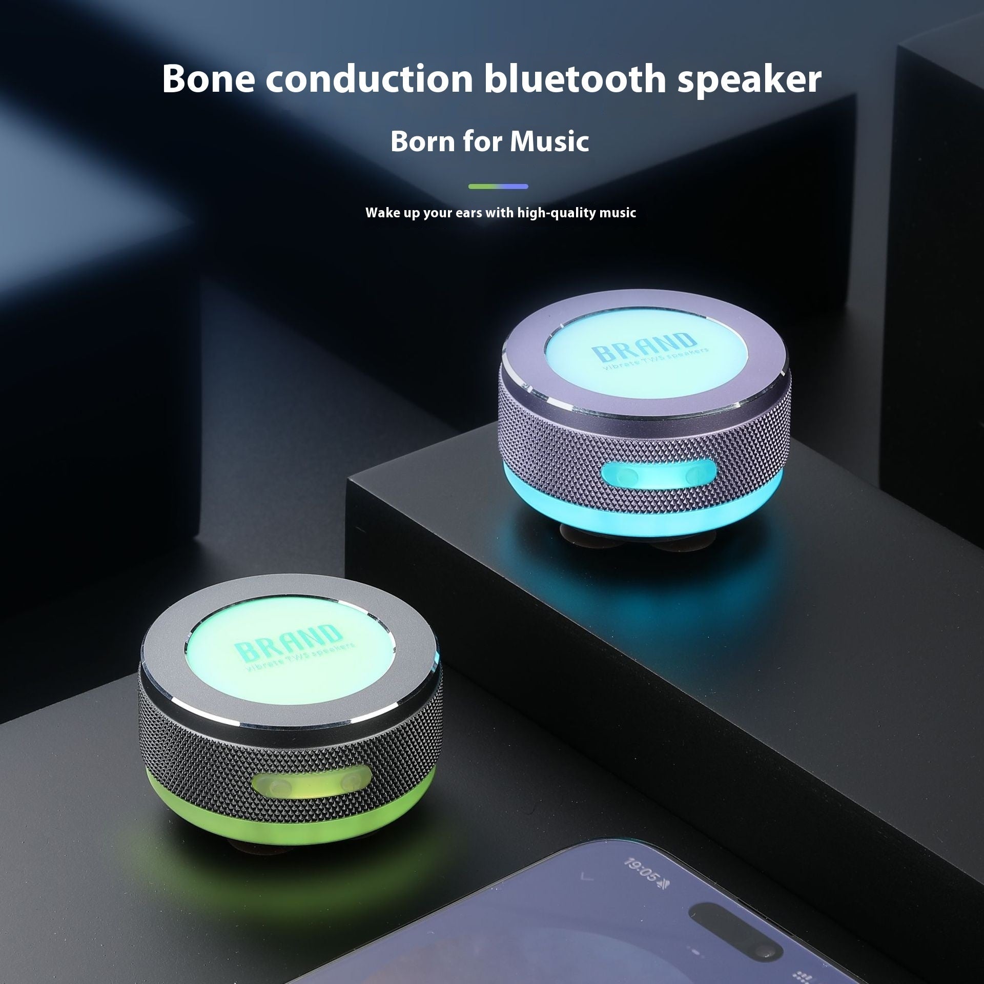 Mini Bone Conduction Bluetooth Speaker – Magnetic Vibration Speaker With RGB LED Light (Portable, Waterproof) What Else You Got?