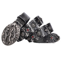 Bold & Rugged: Personality Punk Rivet Men's Leather Belt - Premium Genuine Leather with Alloy Buckle - Strong & Stylish