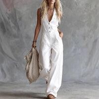 Elegant & Modest Women's Casual V-Neck Jumpsuit - Perfect for Everyday Wear