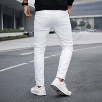 Beaded Slim Straight-leg Denim Jeans For Men