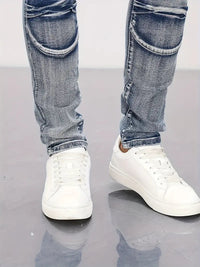 Men's Stretch Skinny Jeans – Retro Motorcycle Style Denim