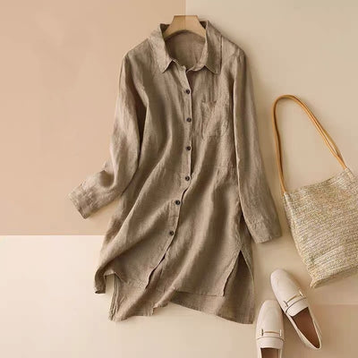 Effortless Summer Style: Women's Breathable Cotton-Linen Artistic Shirt