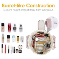 Women’s Barrel Drawstring Makeup Bag – Large-Capacity Travel Cosmetic Organizer
