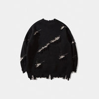 Vintage Loose Fit Sweater - Distressed Jacquard Pullover for Men & Women
