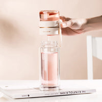 Elegant Glass Tea Infuser Bottle - Leakproof, Double-Wall, BPA-Free & Heat-Resistant (400-450ml)