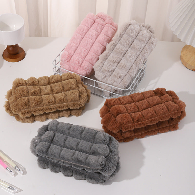 Plush Maillard‑Style Pencil Case – Soft Korean‑Style Stationery Pouch for Students What Else You Got?