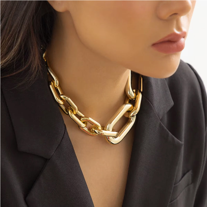 Chunky Gold Chain Necklace for Women | Bold Vintage Link Choker Necklace | 2026 Glamoratti Trend What Else You Got?