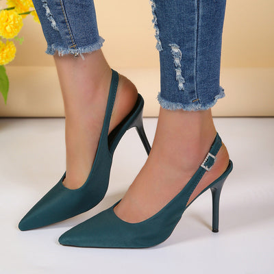 Elegant Women's Pointed Toe Stiletto Sandals – Chic Summer Heels in Black & Blue