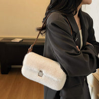 Plush Retro Underarm Bag – Soft PU Shoulder Purse for Women