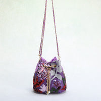 Mesh Patchwork Bucket Bag – Color-Block Drawstring Crossbody with Chain Strap