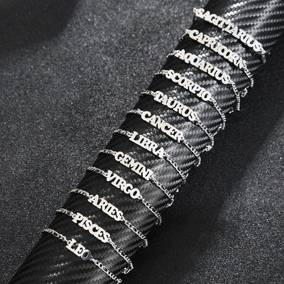 Personalized Zodiac Letter Bracelet – Stainless Steel Astrology Jewelry for All Signs