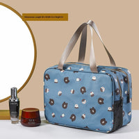 Double-Layer Travel Makeup Bag – Large Cosmetic Organizer with Cute Bear & Cat Designs