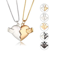 Heart-Shaped Love Necklace 2-Pack - Personalized Valentine's Day Jewelry for Him & Her - Cross Chain Alloy Pendant