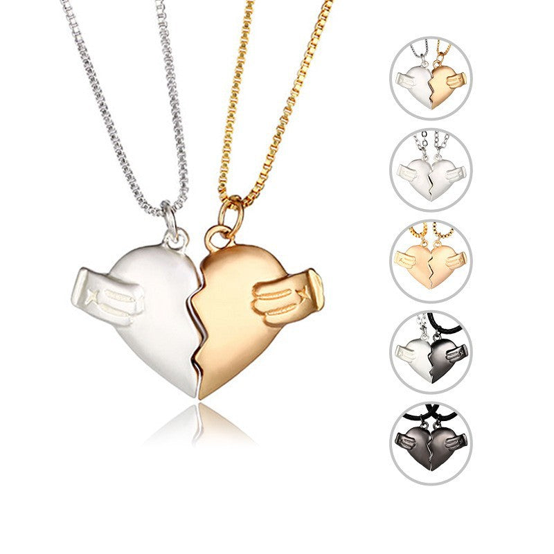 Creative Magnet Love Necklace 2pcs Heart-broken Shape Necklace Men And Women Personalized Jewelry For Valentine's Day What Else You Got?