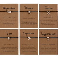 12 Zodiac Constellation Rope Bracelet – Adjustable Couples & Friends Jewelry