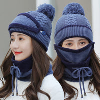 Cozy 3-Piece Winter Hat Set for Women - Knitted Beanie, Scarf & Neck Warmer - Warm & Stylish - Perfect for Cold Weather - Available in Multiple Colors