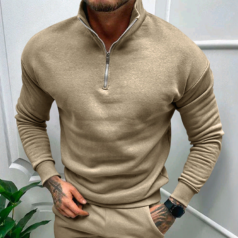 Solid Color Zipper Sweatshirt Men's Autumn And Winter Fleece-lined Long Sleeve Tops What Else You Got?