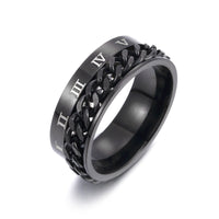 Men’s Roman Numeral Spinner Ring – Titanium Steel Fidget Chain Band, Punk & Couple Jewelry