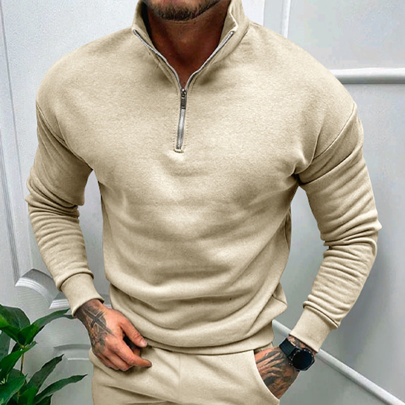 Solid Color Zipper Sweatshirt Men's Autumn And Winter Fleece-lined Long Sleeve Tops What Else You Got?