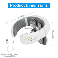 Cordless EMS Neck Massager with Heat - 6 Modes 15 Intensity Levels, Remote Control