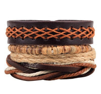 Vintage Punk Multilayer Leather Bead Bracelet – Handwoven Unisex Wrap for Men & Women