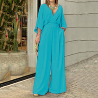 Elegant Women's Jumpsuit - V-Neck Summer Fashion in Trendy Styles