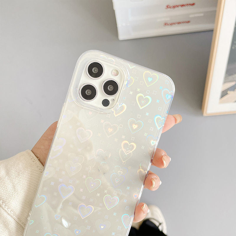 Holographic Heart iPhone Case - Radiant Faith Protection | 2026 Trend