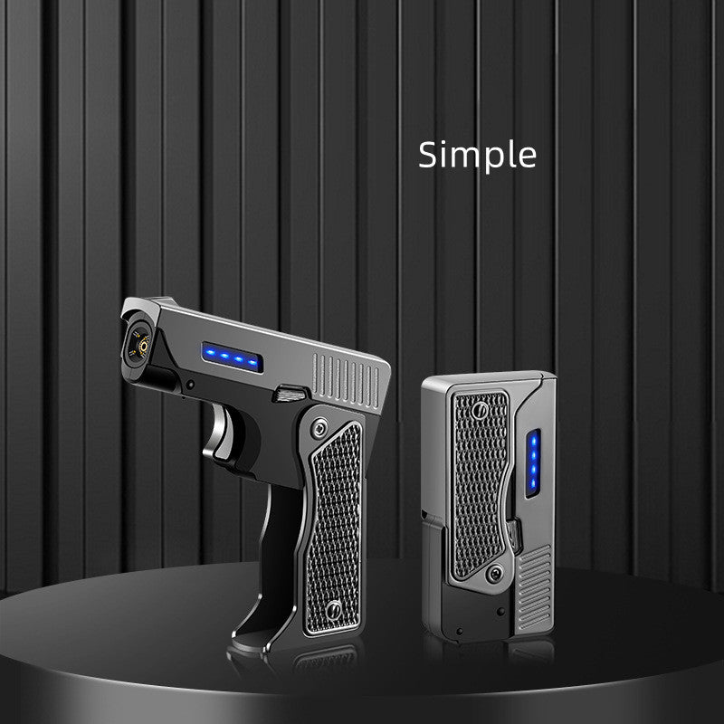 Dual‑Arc Foldable Gun‑Style Lighter – USB Rechargeable & Butane Hybrid Windproof Flame What Else You Got?