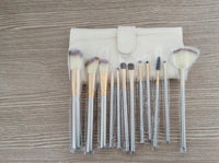 Champagne Luxe Makeup Brush Set - 12/18/24 Piece Rice White Bristle with Elegant Handles