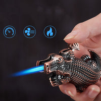 Crocodile-Shaped Torch Lighter – Windproof Refillable Butane Lighter in Zinc Alloy
