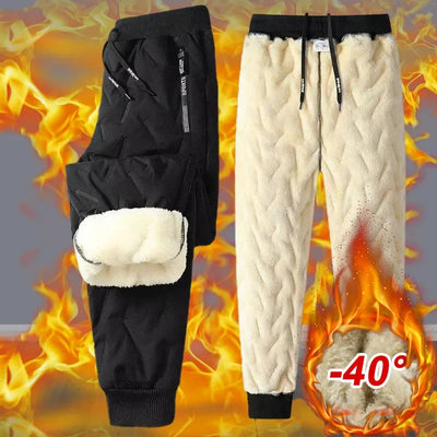 Heavenly Warmth Men’s Fleece Thermal Sweatpants – Windproof, Waterproof Winter Warmth with Lambswool Lining