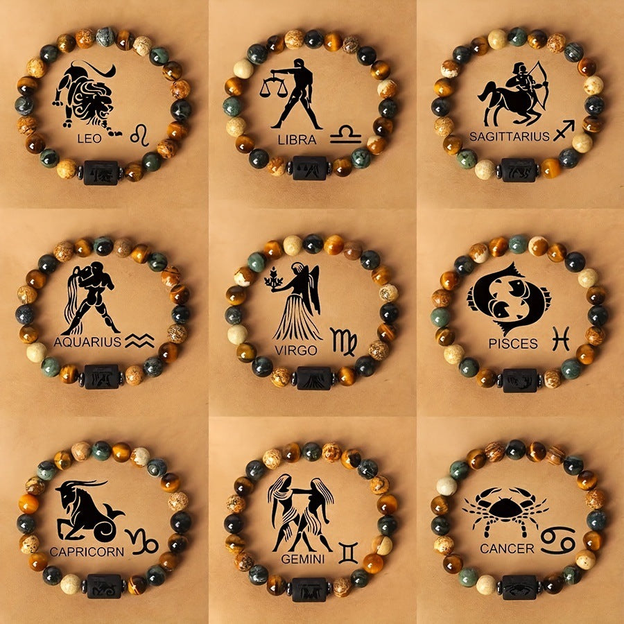 12 Zodiac Sign Natural Stone Bead Bracelet What Else You Got?