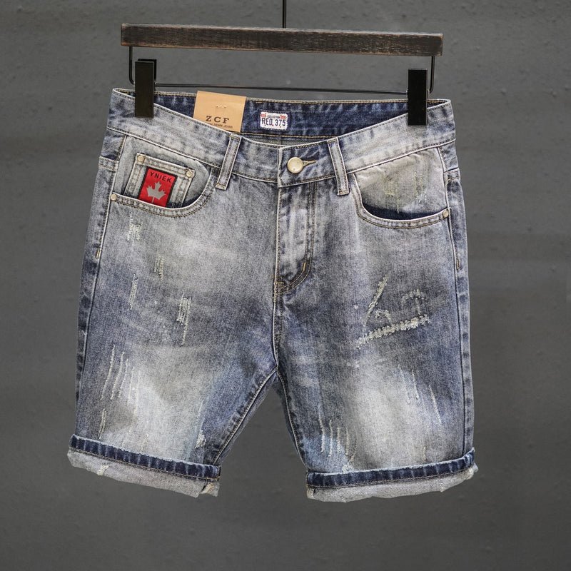Vintage Denim Cropped Pants - Light Blue Retro Style with Cozy Fuzzy Hems