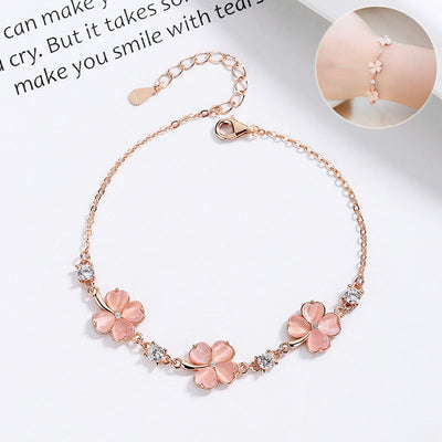 Opal Crystal & Zircon Diamond Heart Bracelet – Rose Gold Jewelry for Women, Luxury Gemstone Gift