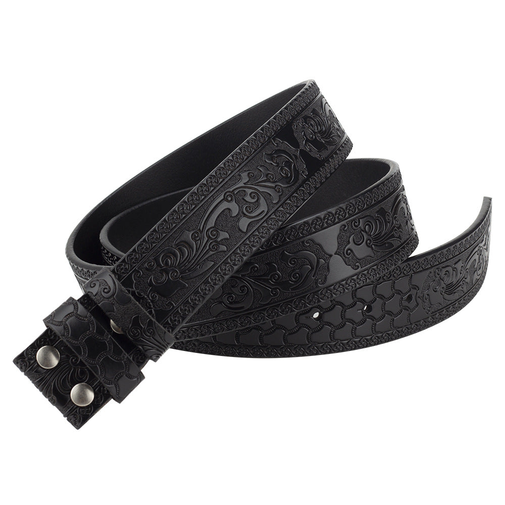 Embossed Belt Without Buckle Smooth Leather Belt What Else You Got?