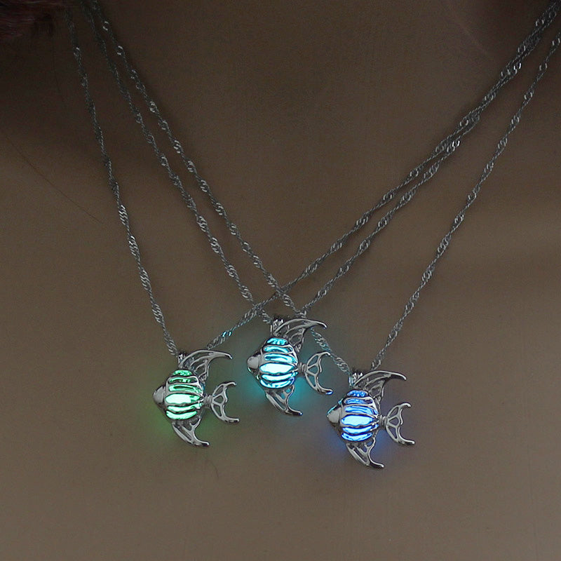 Glow-in-the-Dark Goldfish Necklace – Luminous Luck & Abundance Pendant