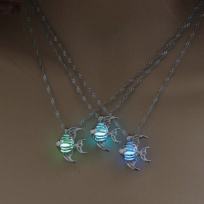 Glow-in-the-Dark Goldfish Necklace – Luminous Luck & Abundance Pendant